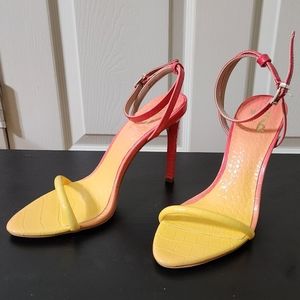 Yellow and pink heels
